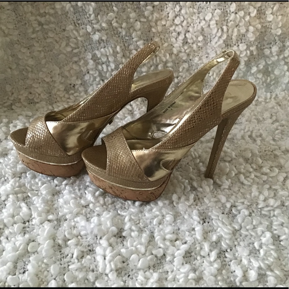 BeBe gold heels